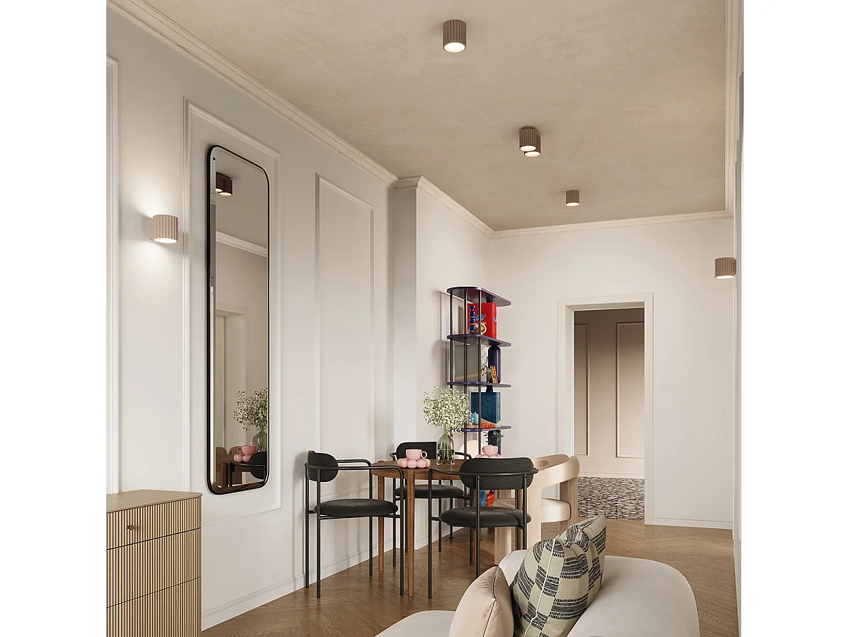 Deckenleuchte Aura Minimalistisch Aus  Aluminium - 1 Lichtquellen - L.10 X H. Cm - Taupe