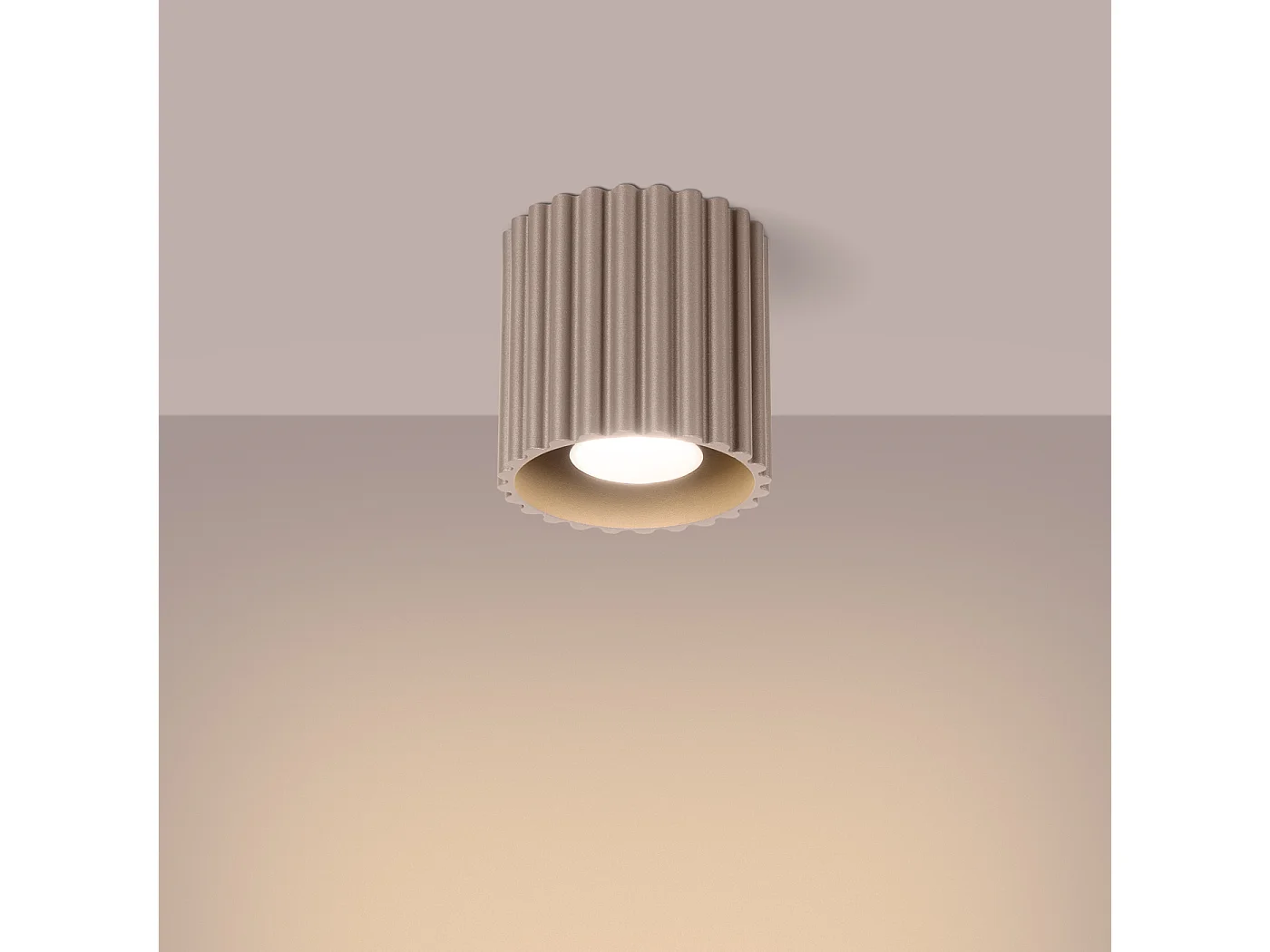 Plafonnier Aura Minimaliste En Aluminium - 1 Sources Lumineuses - L.10 X H.10 Cm - Taupe
