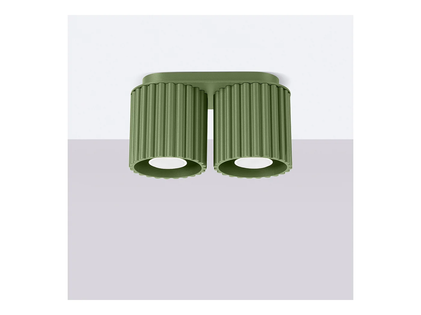 Plafonnier Aura Minimaliste En Aluminium - 2 Sources Lumineuses - L.21 X H.12 Cm - Vert Olive