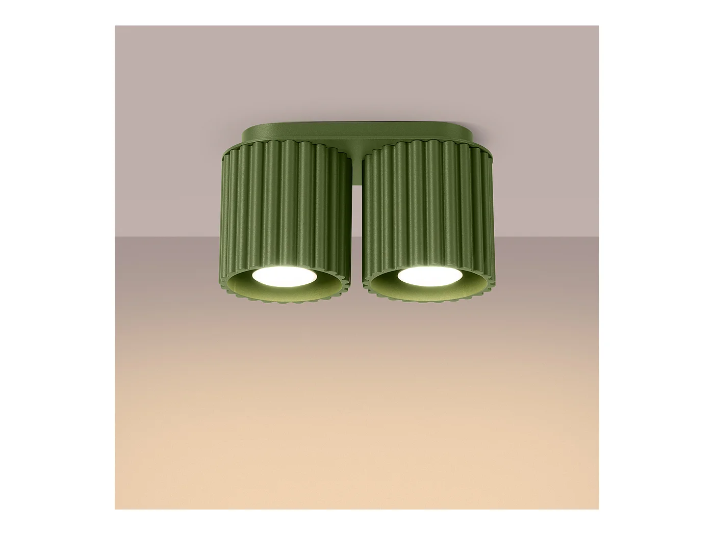 Plafonnier Aura Minimaliste En Aluminium - 2 Sources Lumineuses - L.21 X H.12 Cm - Vert Olive