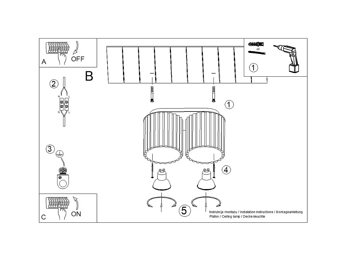 Plafonnier Aura Minimaliste En Aluminium - 2 Sources Lumineuses - L.21 X H.12 Cm - Vert Olive