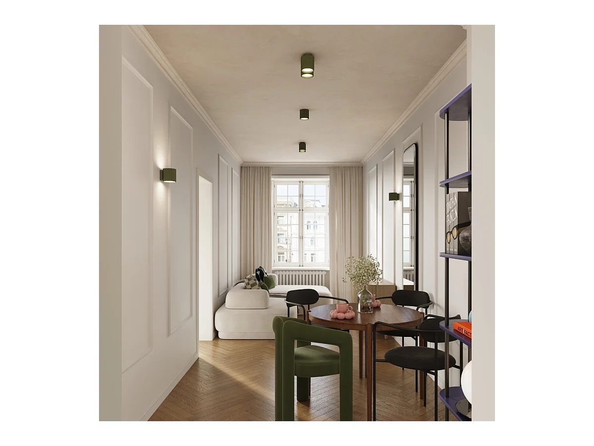 Plafonnier Aura Minimaliste En Aluminium - 2 Sources Lumineuses - L.21 X H.12 Cm - Vert Olive