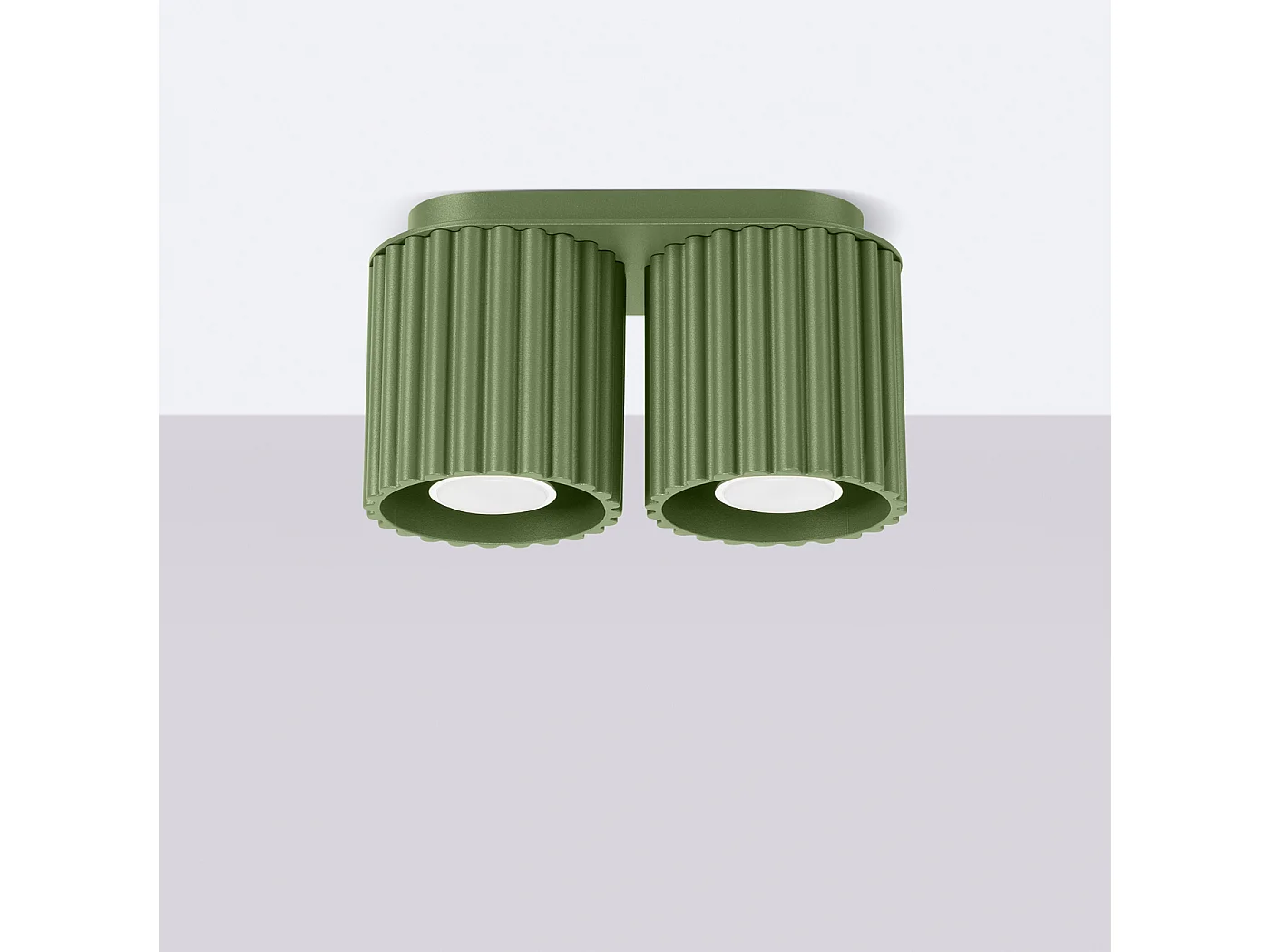 Plafonnier Aura Minimaliste En Aluminium - 2 Sources Lumineuses - L.21 X H.12 Cm - Vert Olive