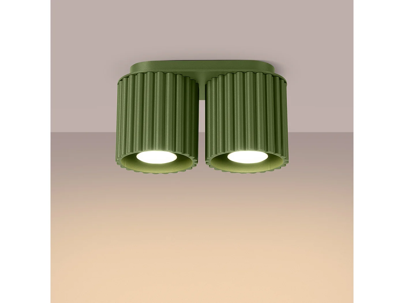Plafonnier Aura Minimaliste En Aluminium - 2 Sources Lumineuses - L.21 X H.12 Cm - Vert Olive