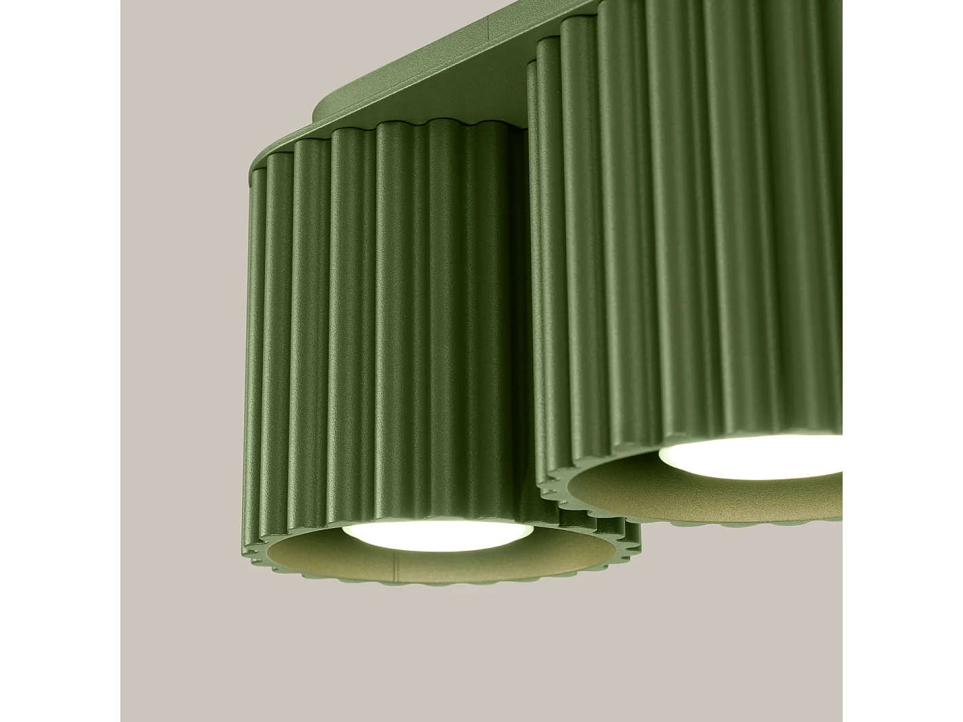 Plafonnier Aura Minimaliste En Aluminium - 2 Sources Lumineuses - L.21 X H.12 Cm - Vert Olive