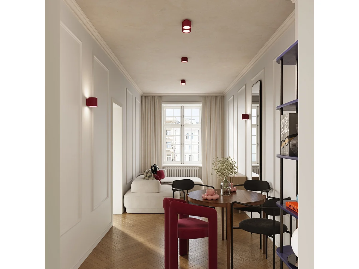 Plafonnier Aura Minimaliste En Aluminium - 1 Sources Lumineuses - L.10 X H.10 Cm - Bourgogne