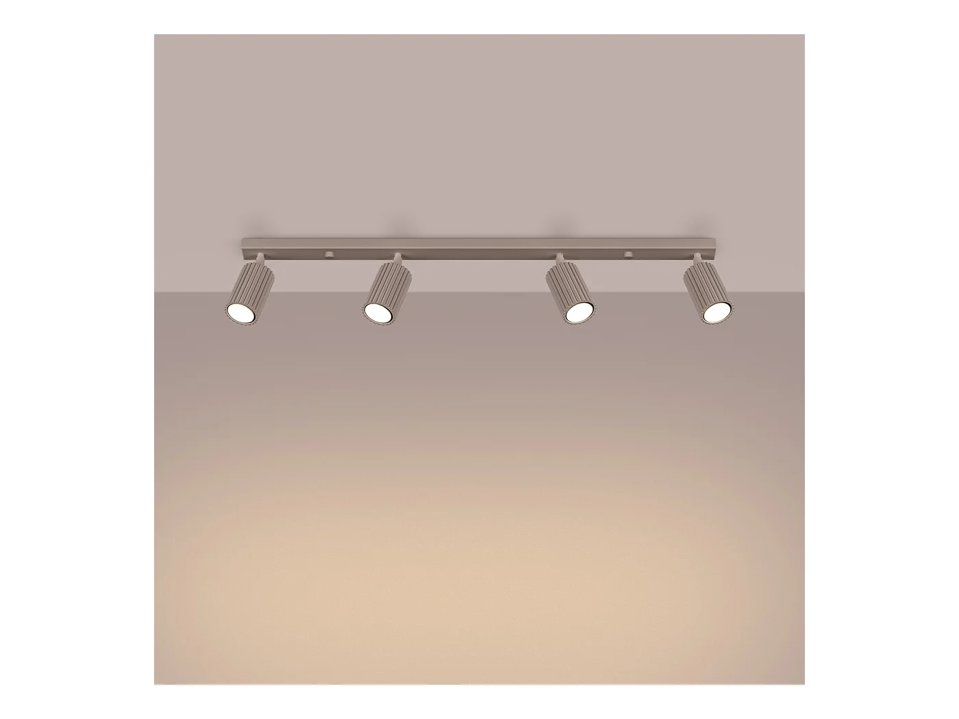 Plafonnier Karbon Minimaliste En Aluminium - 4 Sources Lumineuses - L.81 X H.16,5 Cm - Taupe