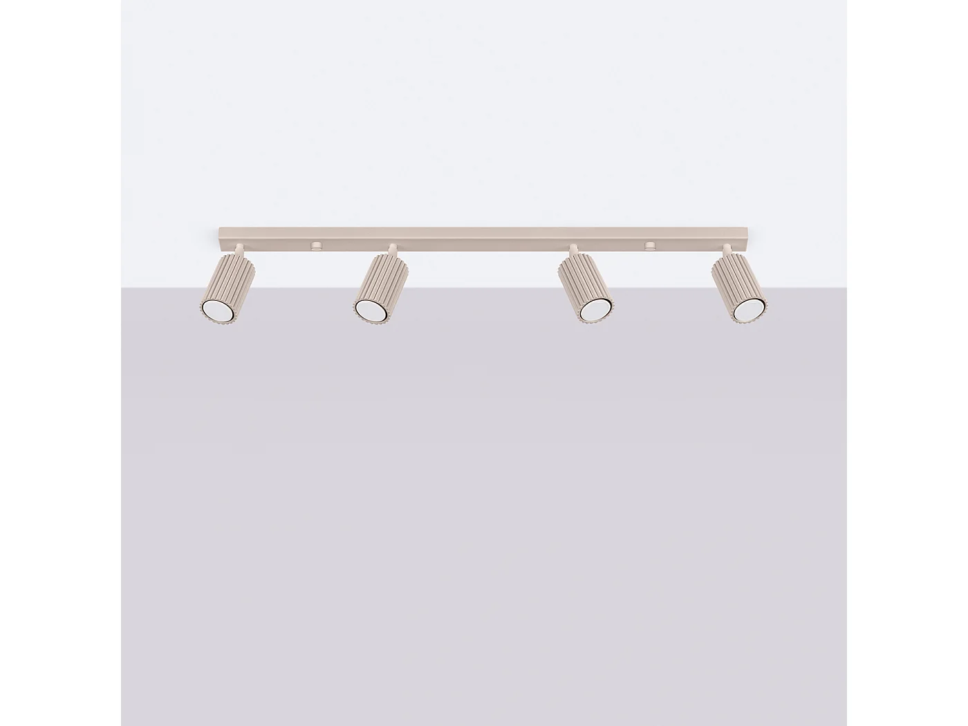 Plafonnier Karbon Minimaliste En Aluminium - 4 Sources Lumineuses - L.81 X H.16,5 Cm - Taupe