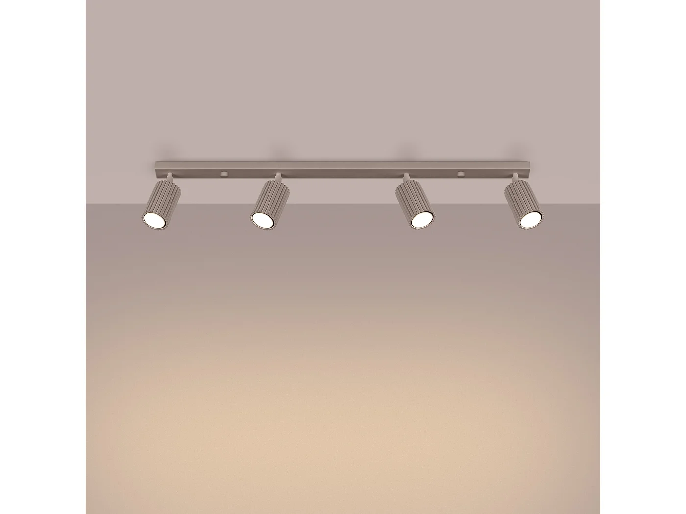 Plafonnier Karbon Minimaliste En Aluminium - 4 Sources Lumineuses - L.81 X H.16,5 Cm - Taupe