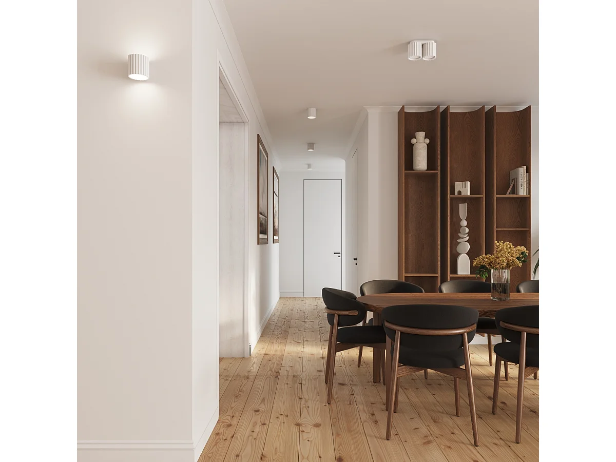 Deckenleuchte Aura Minimalistisch Aus  Aluminium - 2 Lichtquellen - L.21 X H. Cm - Weiß