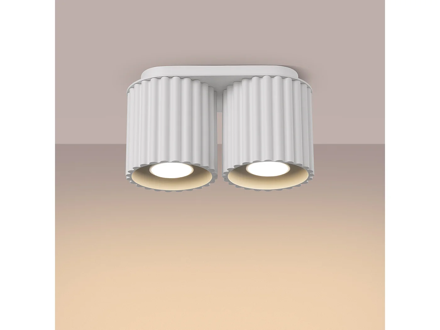 Plafonnier Aura Minimaliste En Aluminium - 2 Sources Lumineuses - L.21 X H.12 Cm - Blanc