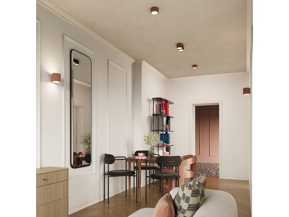 Candeeiro De Teto Aura Minimalista, Alumínio - 2 Lichtbronnen - L.21 X H.12 Cm - Mocha