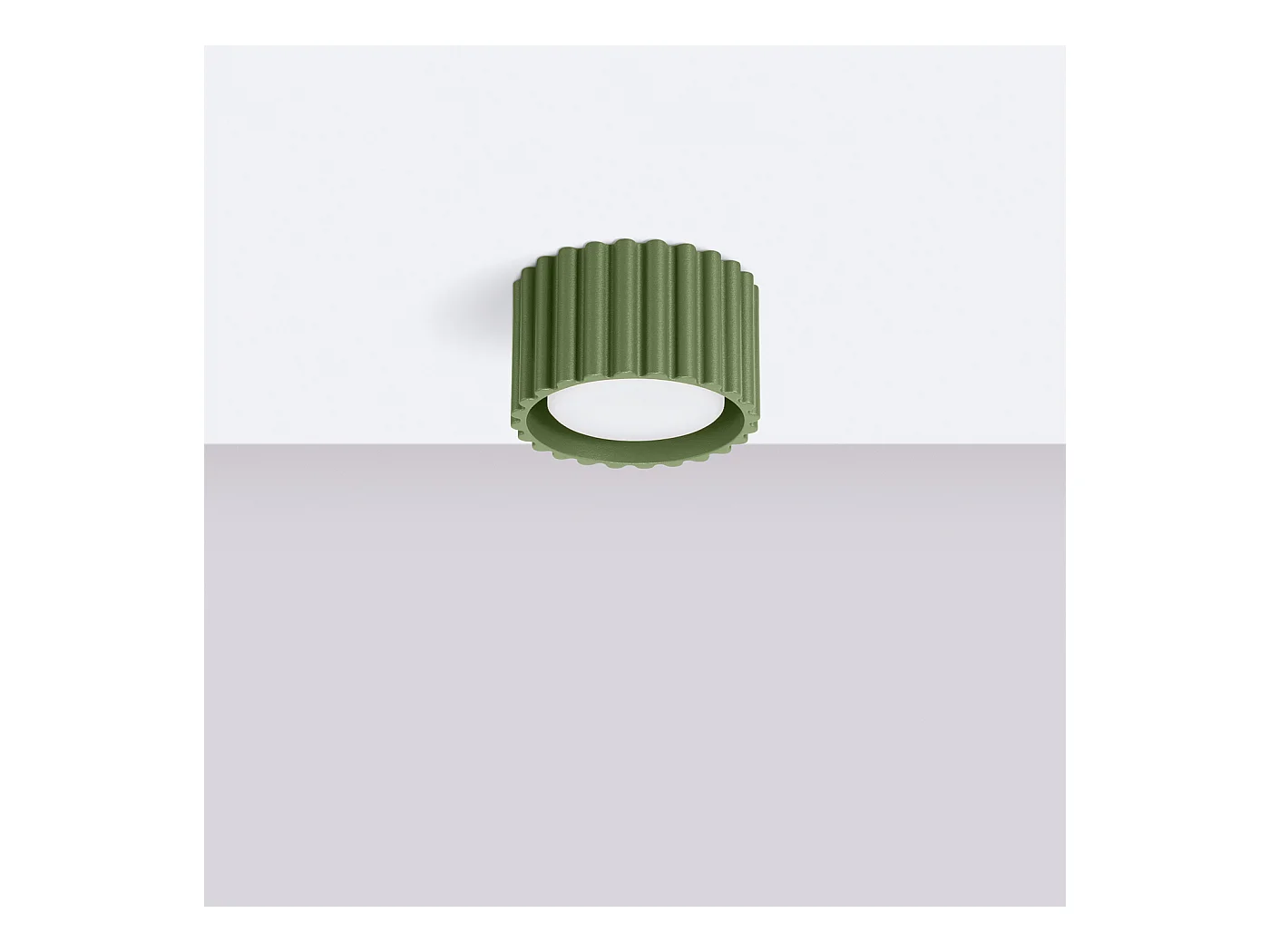 Plafonnier Aura Minimaliste En Aluminium - 1 Sources Lumineuses - L.10 X H.10 Cm - Vert Olive