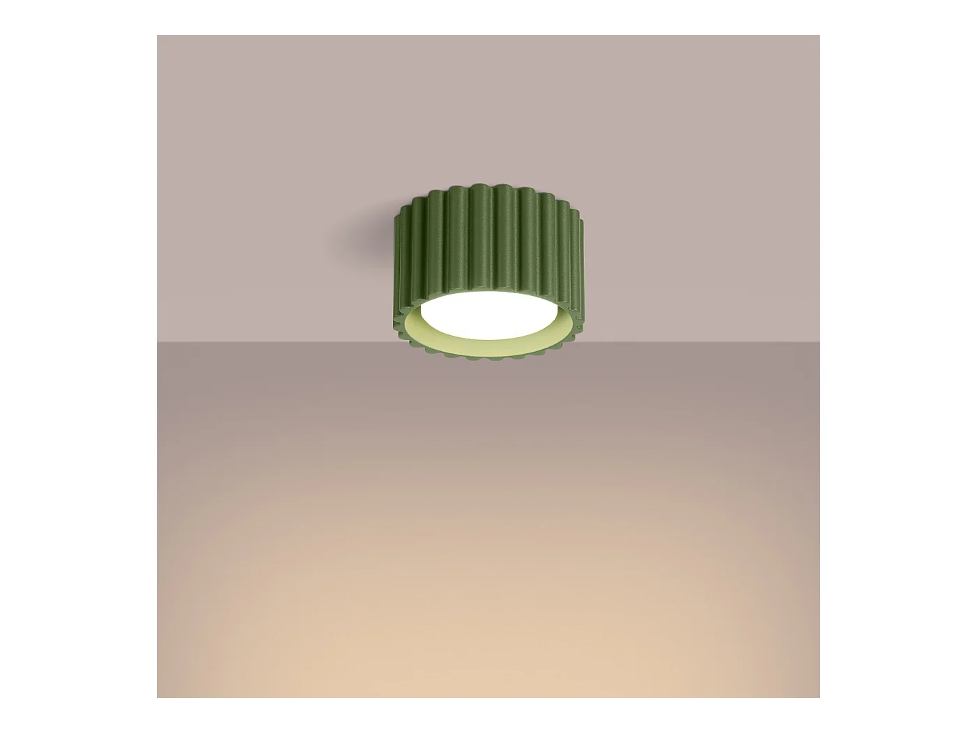 Plafonnier Aura Minimaliste En Aluminium - 1 Sources Lumineuses - L.10 X H.10 Cm - Vert Olive