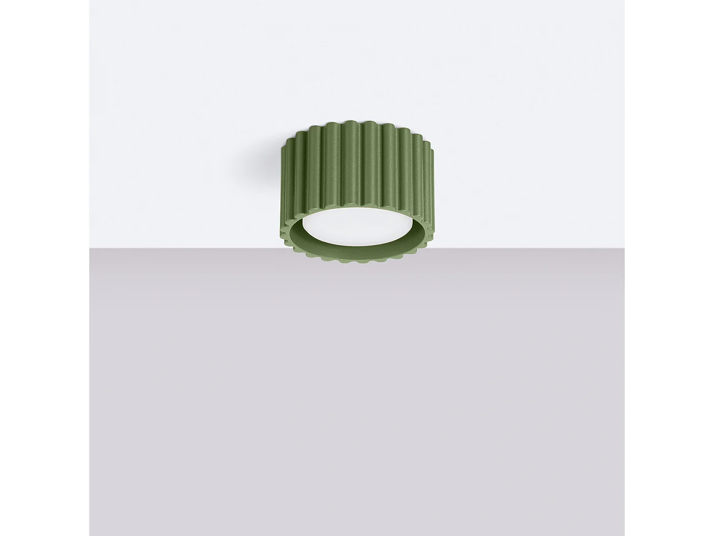 Plafonnier Aura Minimaliste En Aluminium - 1 Sources Lumineuses - L.10 X H.10 Cm - Vert Olive
