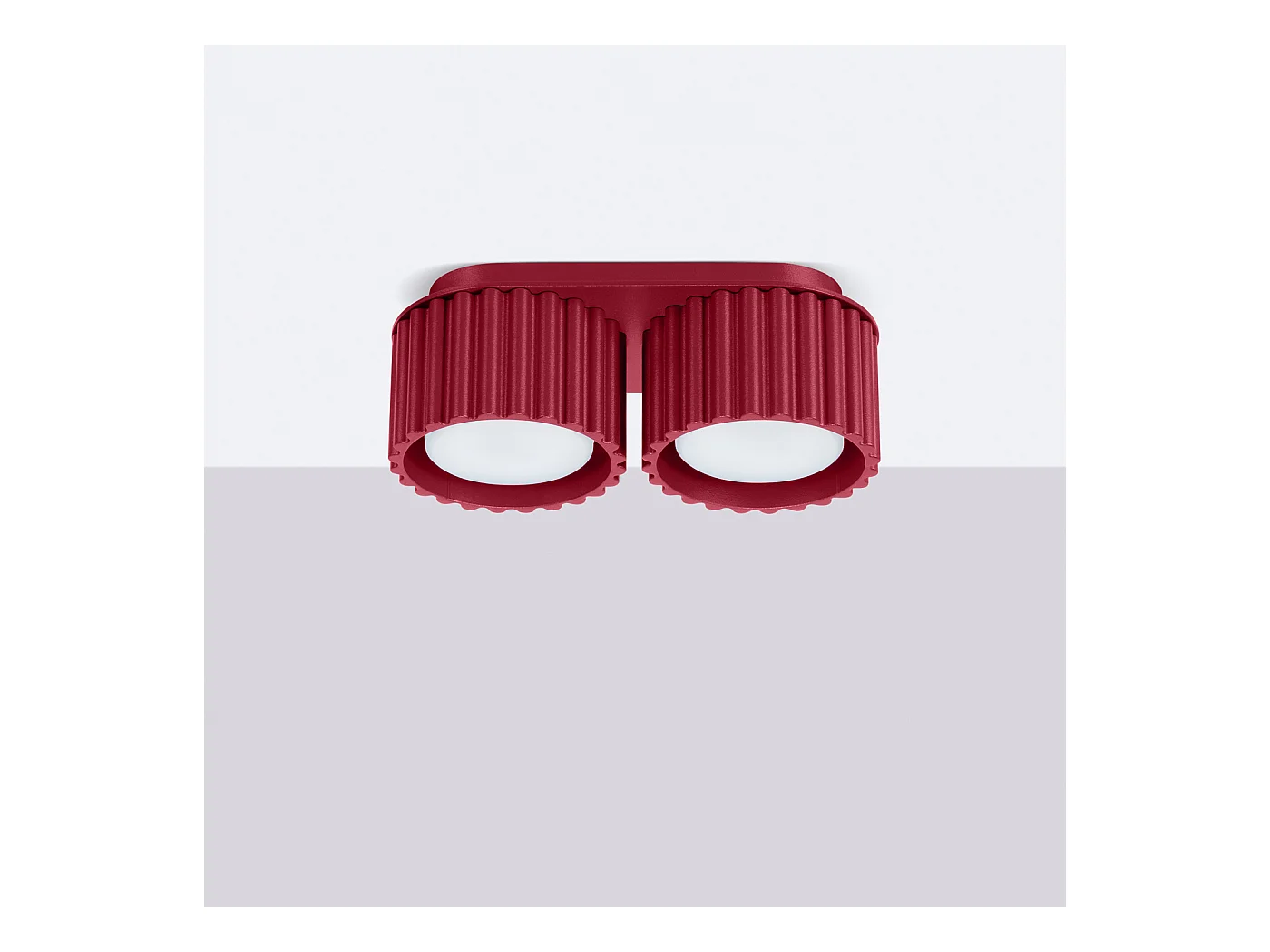 Plafonnier Aura Minimaliste En Aluminium - 2 Sources Lumineuses - L.21 X H.12 Cm - Bourgogne