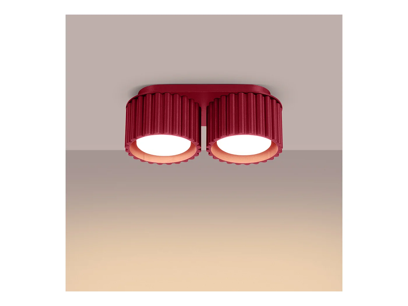 Plafonnier Aura Minimaliste En Aluminium - 2 Sources Lumineuses - L.21 X H.12 Cm - Bourgogne