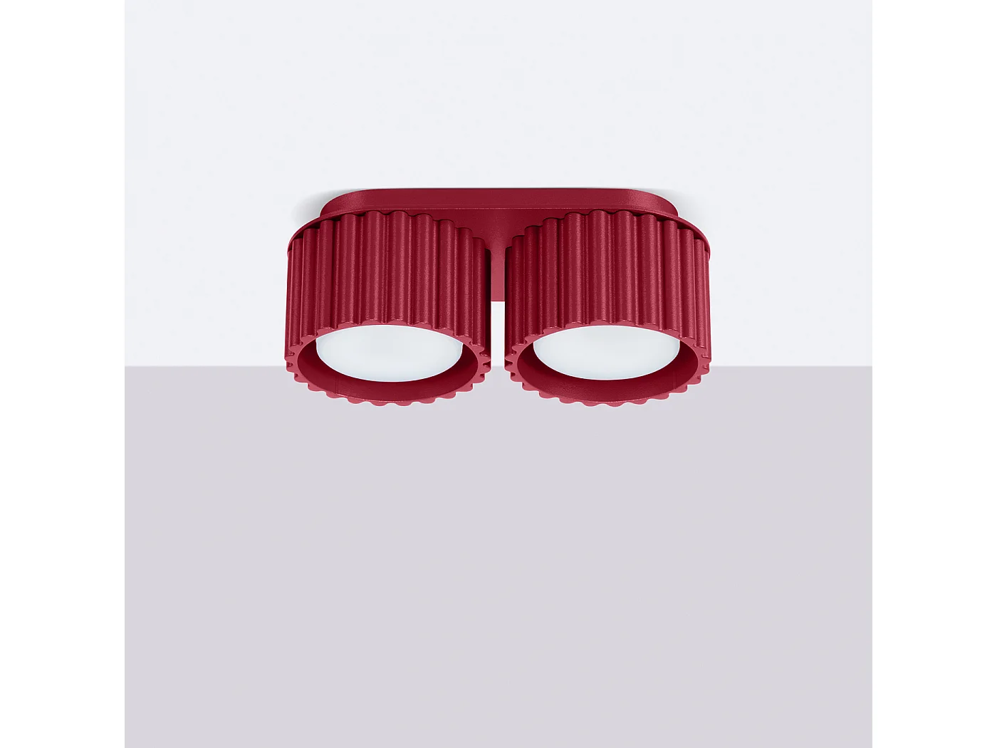 Plafonnier Aura Minimaliste En Aluminium - 2 Sources Lumineuses - L.21 X H.12 Cm - Bourgogne