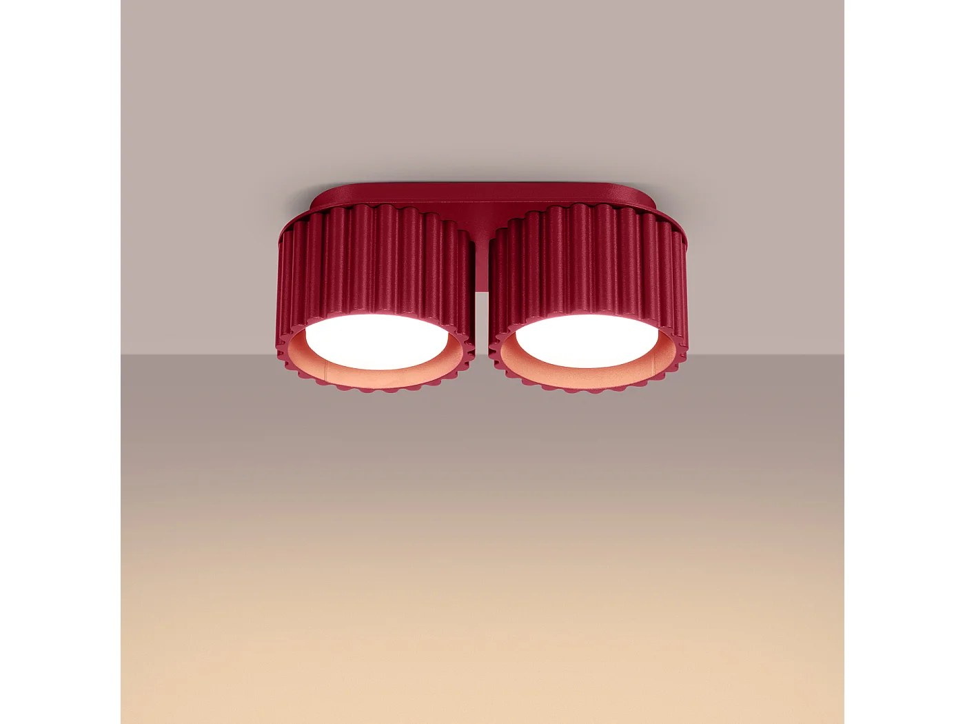 Plafonnier Aura Minimaliste En Aluminium - 2 Sources Lumineuses - L.21 X H.12 Cm - Bourgogne