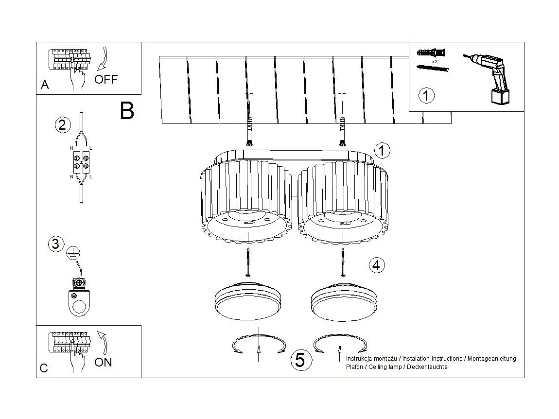 Plafonnier Aura Minimaliste En Aluminium - 2 Sources Lumineuses - L.21 X H.12 Cm - Bourgogne