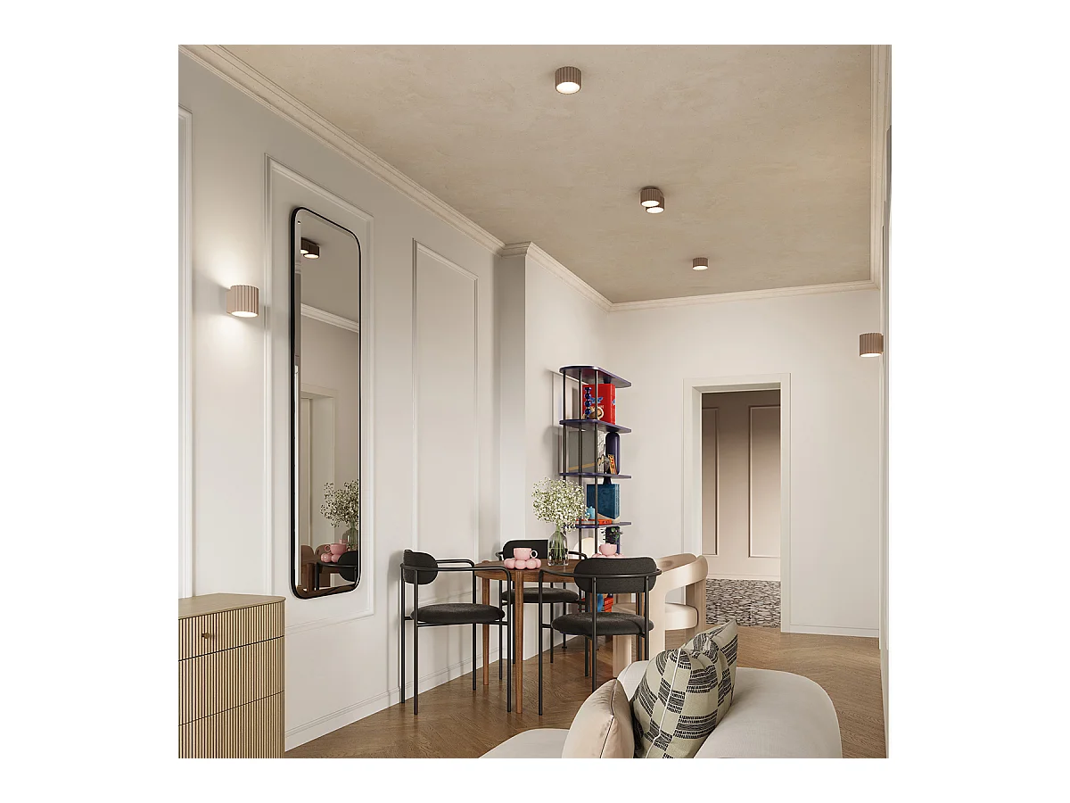 Plafonnier Aura Minimaliste En Aluminium - 1 Sources Lumineuses - L.10 X H.10 Cm - Taupe