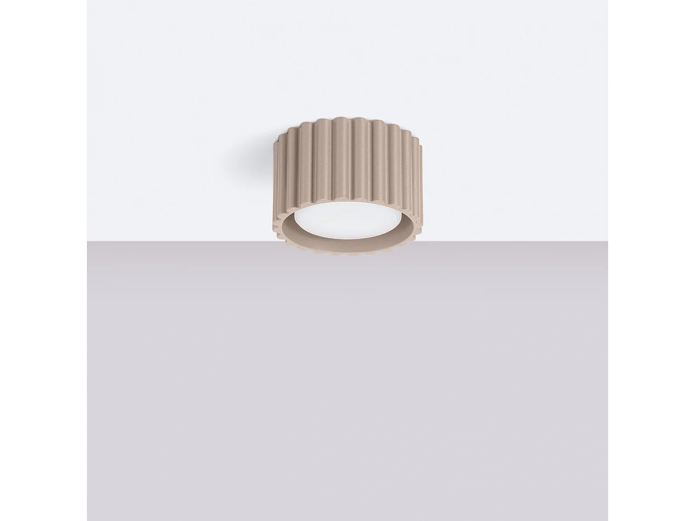 Plafonnier Aura Minimaliste En Aluminium - 1 Sources Lumineuses - L.10 X H.10 Cm - Taupe