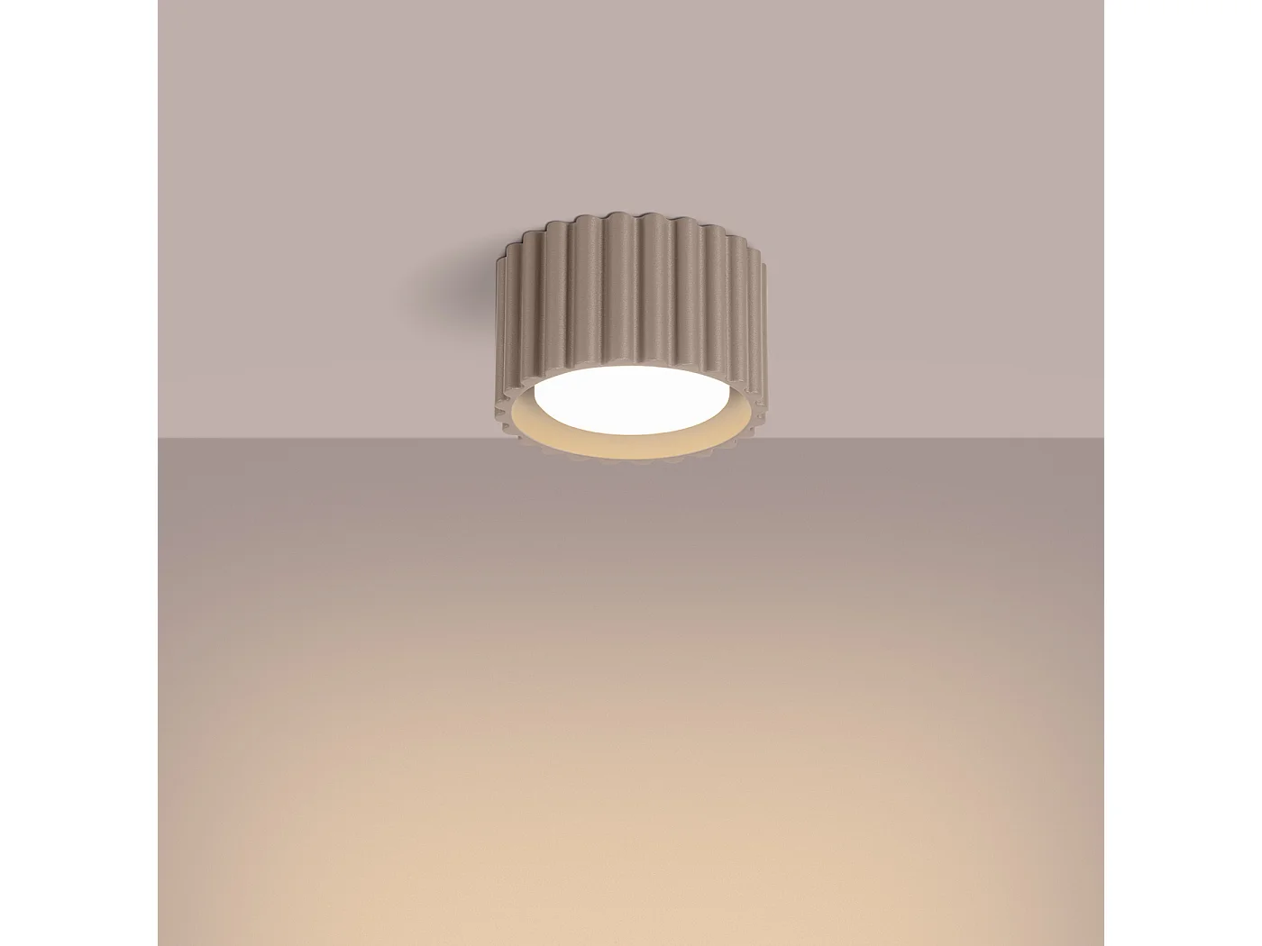 Plafonnier Aura Minimaliste En Aluminium - 1 Sources Lumineuses - L.10 X H.10 Cm - Taupe