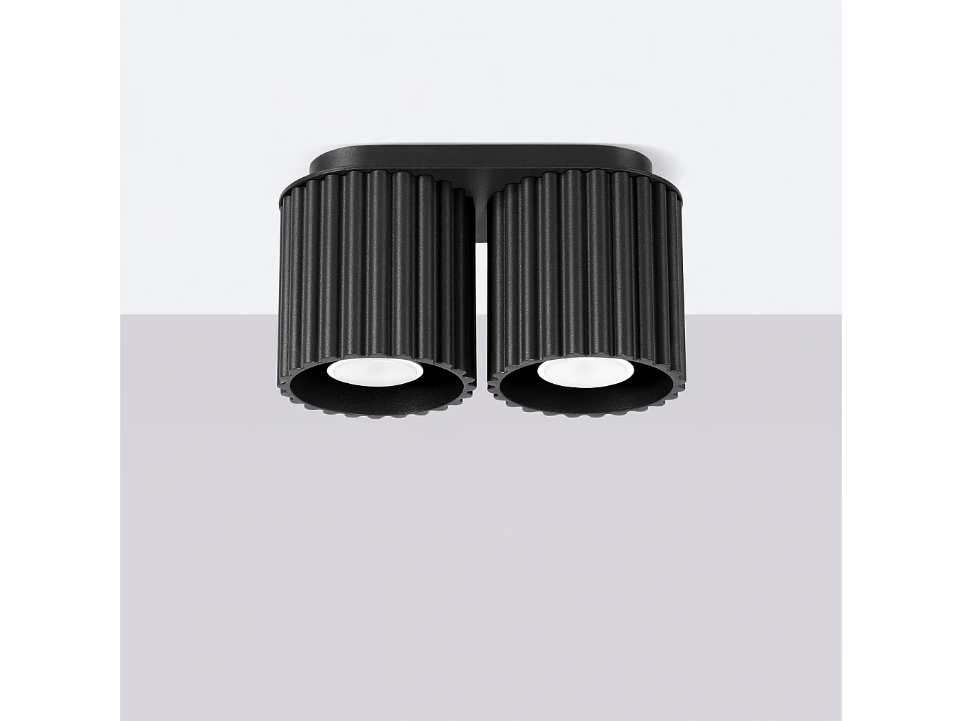 Plafonnier Aura Minimaliste En Aluminium - 2 Sources Lumineuses - L.21 X H.12 Cm - Noir