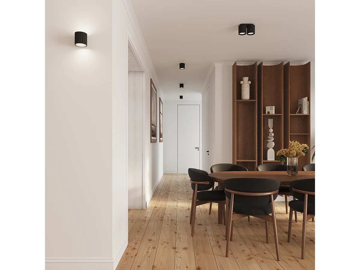 Plafonnier Aura Minimaliste En Aluminium - 2 Sources Lumineuses - L.21 X H.12 Cm - Noir