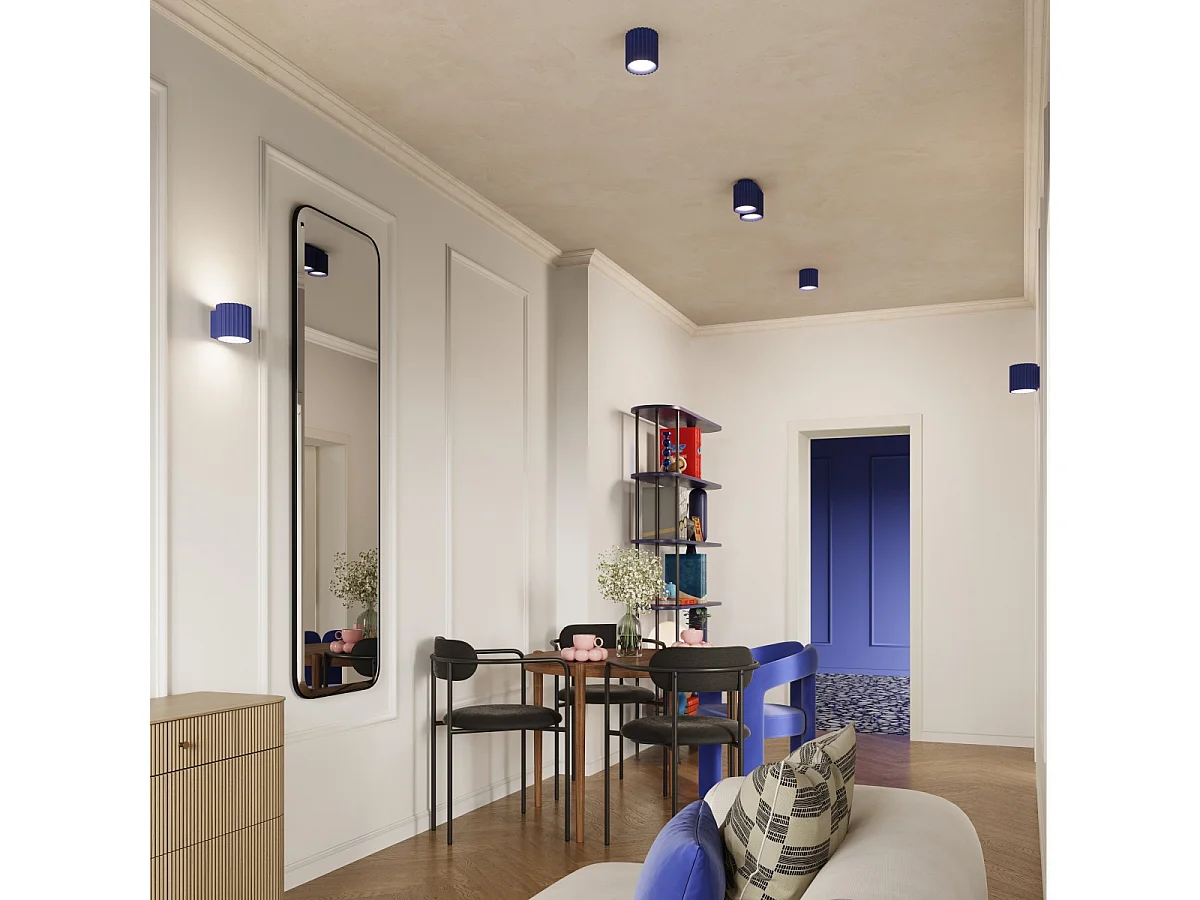 Deckenleuchte Aura Minimalistisch Aus  Aluminium - 2 Lichtquellen - L.21 X H. Cm - Ultramarin