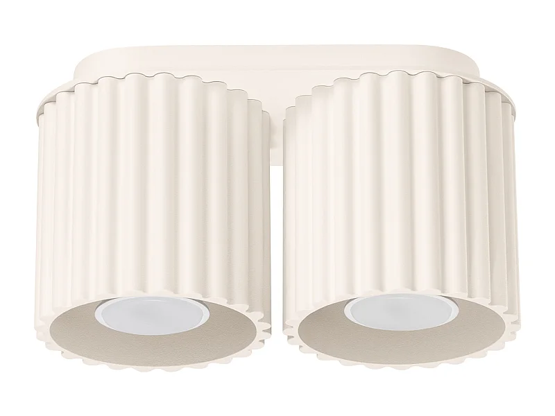 Plafonnier Aura Minimaliste En Aluminium - 2 Sources Lumineuses - L.21 X H.12 Cm - Beige