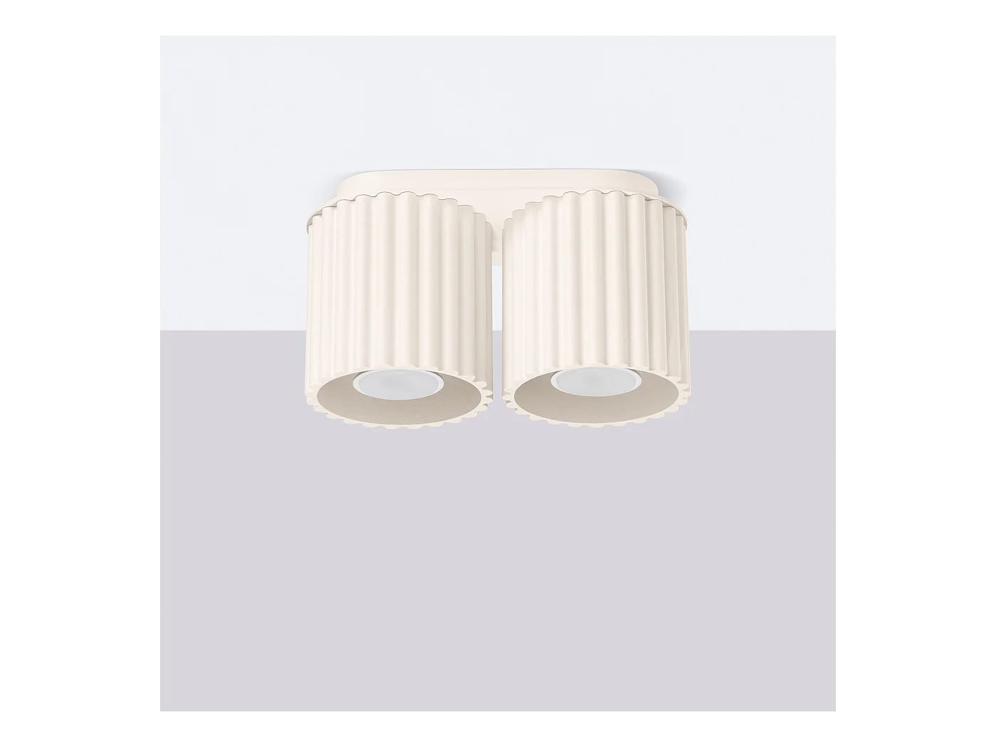 Deckenleuchte Aura Minimalistisch Aus  Aluminium - 2 Lichtquellen - L.21 X H. Cm - Beige