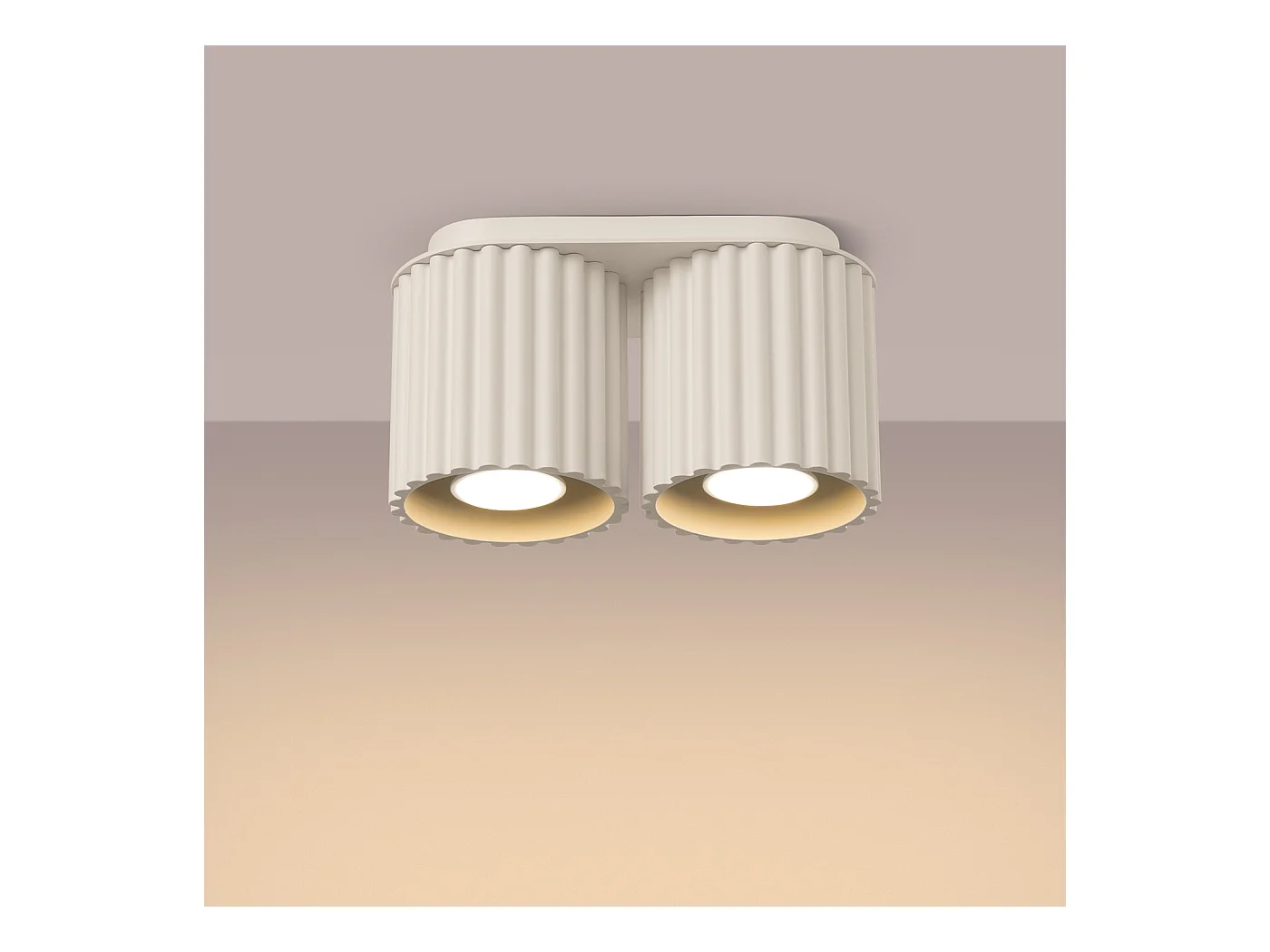 Deckenleuchte Aura Minimalistisch Aus  Aluminium - 2 Lichtquellen - L.21 X H. Cm - Beige
