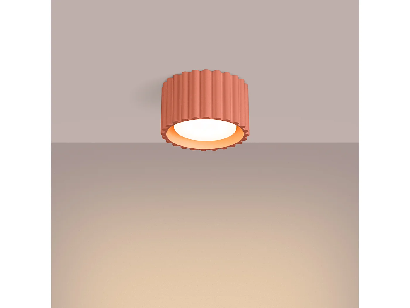 Deckenleuchte Aura Minimalistisch Aus  Aluminium - 1 Lichtquellen - L.10 X H. Cm - Pfirsichfarben