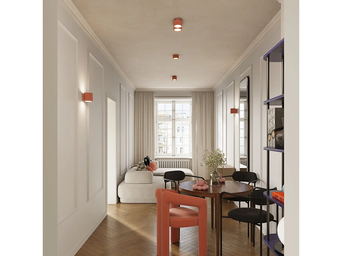 Deckenleuchte Aura Minimalistisch Aus  Aluminium - 1 Lichtquellen - L.10 X H. Cm - Pfirsichfarben