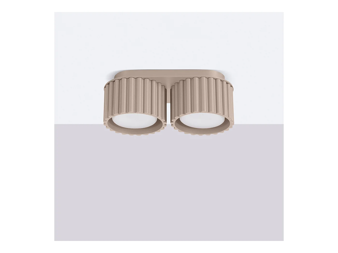 Plafonnier Aura Minimaliste En Aluminium - 2 Sources Lumineuses - L.21 X H.12 Cm - Taupe