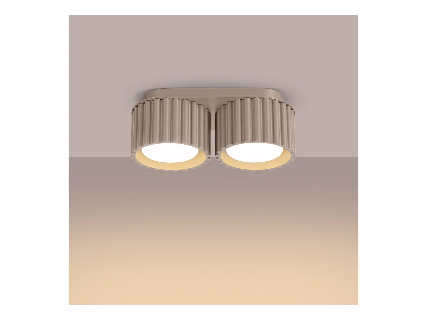 Plafonnier Aura Minimaliste En Aluminium - 2 Sources Lumineuses - L.21 X H.12 Cm - Taupe