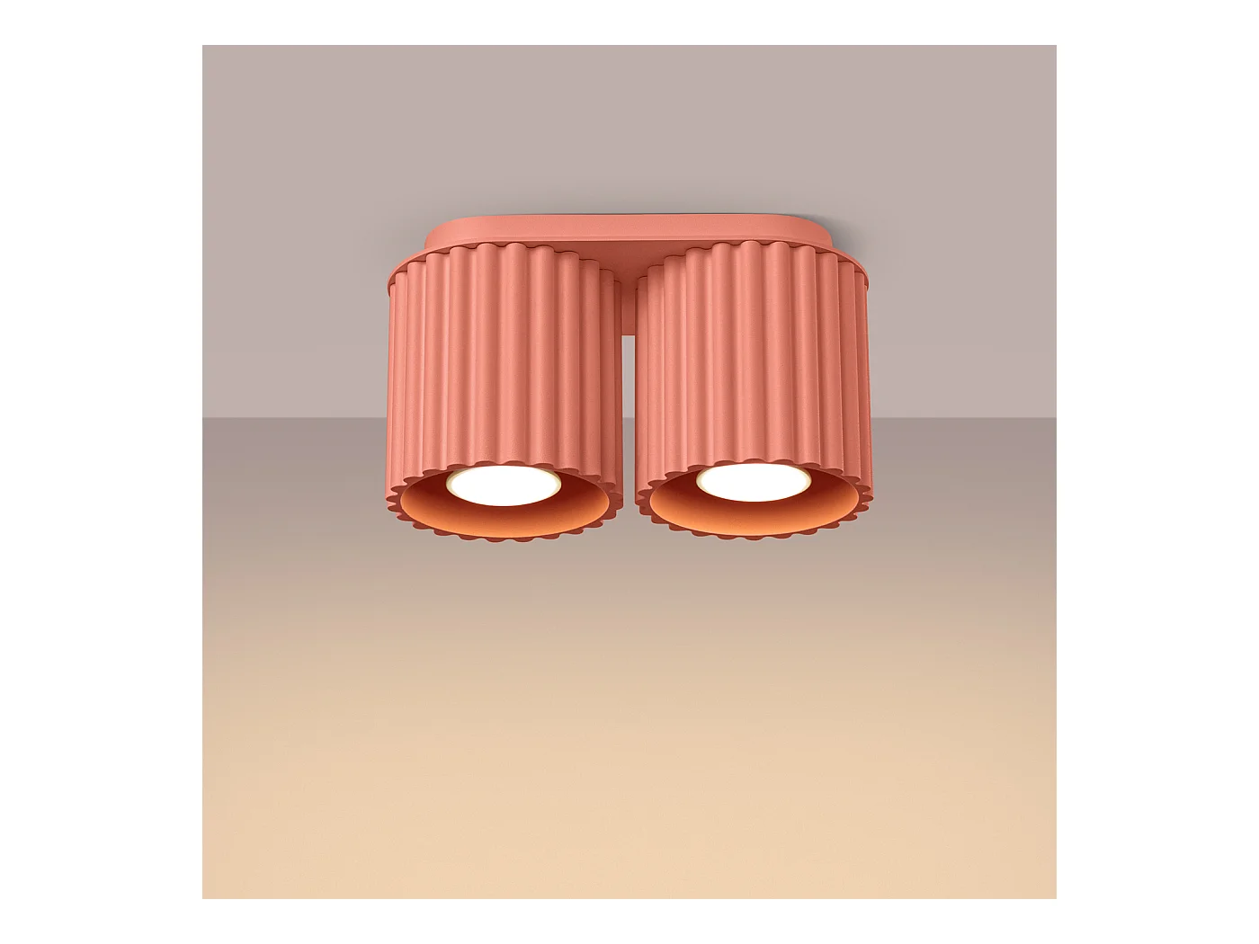 Plafonnier Aura Minimaliste En Aluminium - 2 Sources Lumineuses - L.21 X H.12 Cm - Pêche