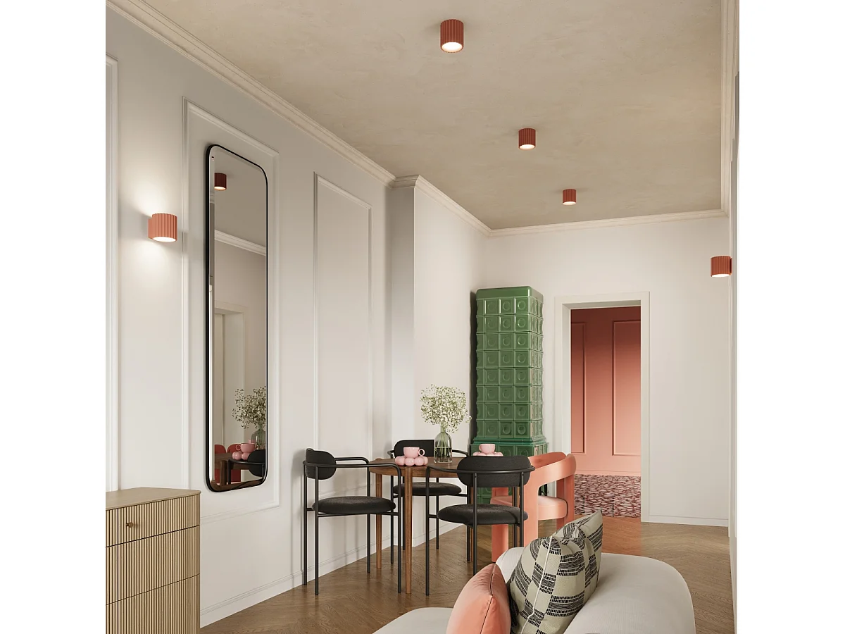 Plafonnier Aura Minimaliste En Aluminium - 2 Sources Lumineuses - L.21 X H.12 Cm - Pêche