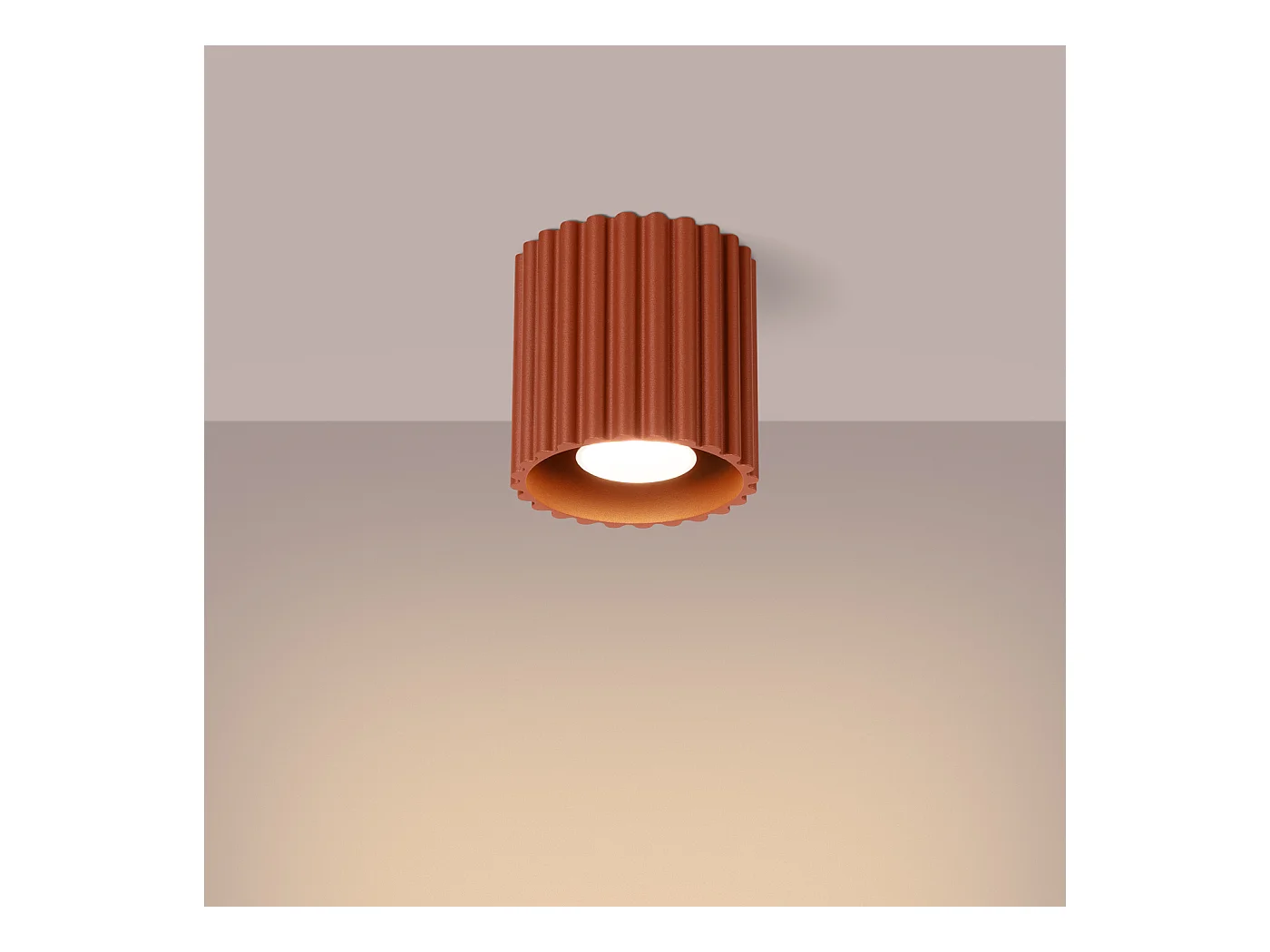 Plafonnier Aura Minimaliste En Aluminium - 1 Sources Lumineuses - L.10 X H.10 Cm - Ocre Rouge
