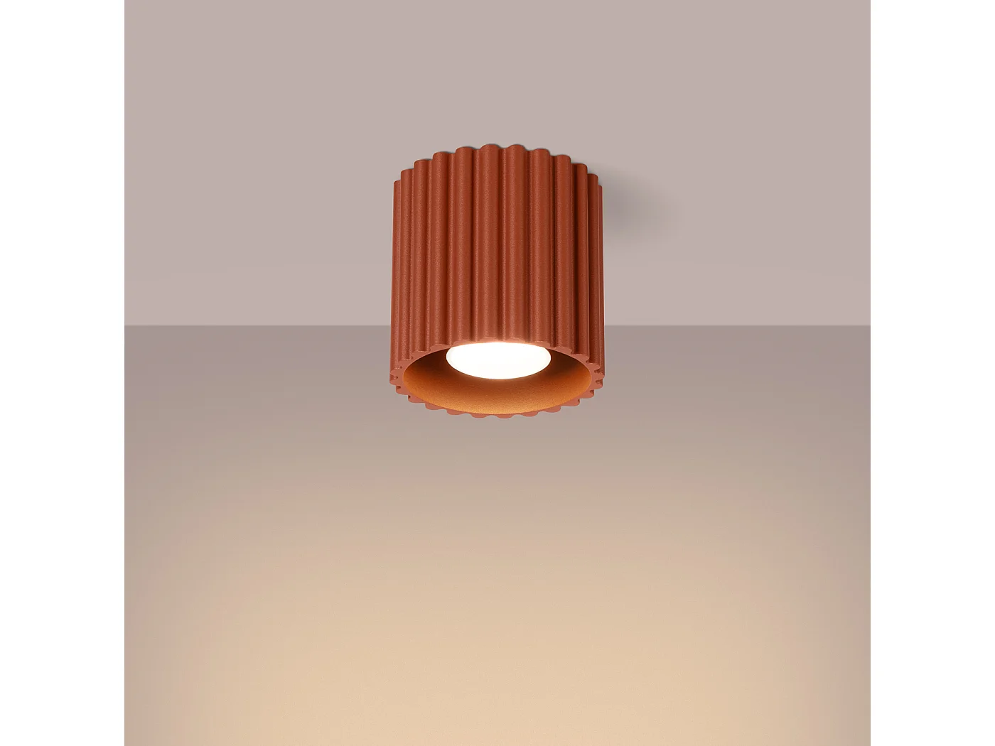 Plafonnier Aura Minimaliste En Aluminium - 1 Sources Lumineuses - L.10 X H.10 Cm - Ocre Rouge
