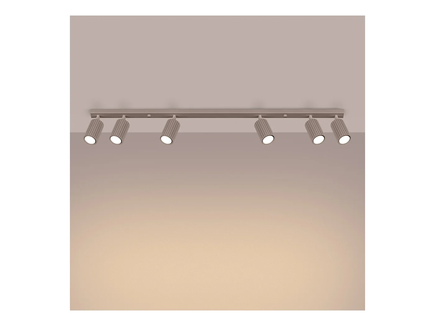 Plafonnier Karbon Minimaliste En Aluminium - 6 Sources Lumineuses - L.117 X H.16,5 Cm - Taupe