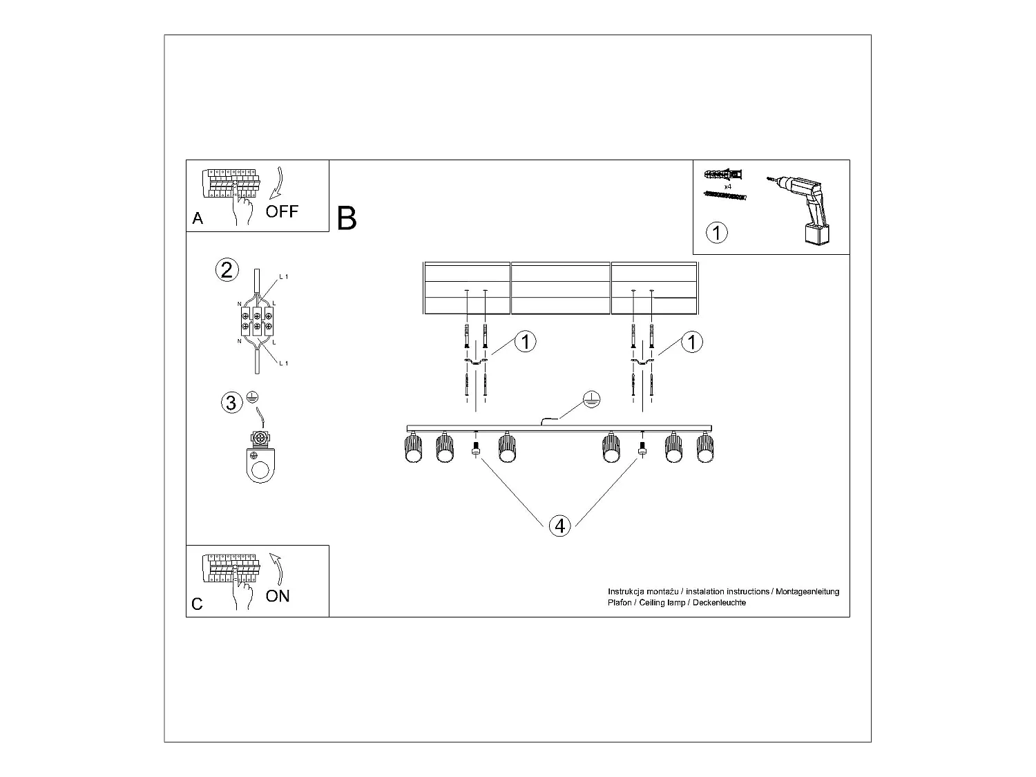 Plafonnier Karbon Minimaliste En Aluminium - 6 Sources Lumineuses - L.117 X H.16,5 Cm - Taupe