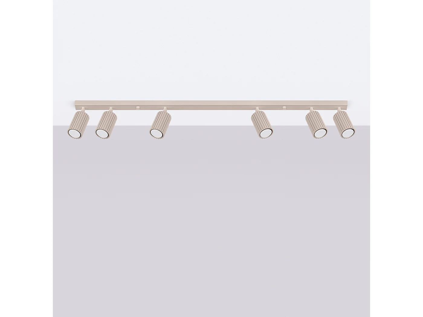 Plafonnier Karbon Minimaliste En Aluminium - 6 Sources Lumineuses - L.117 X H.16,5 Cm - Taupe