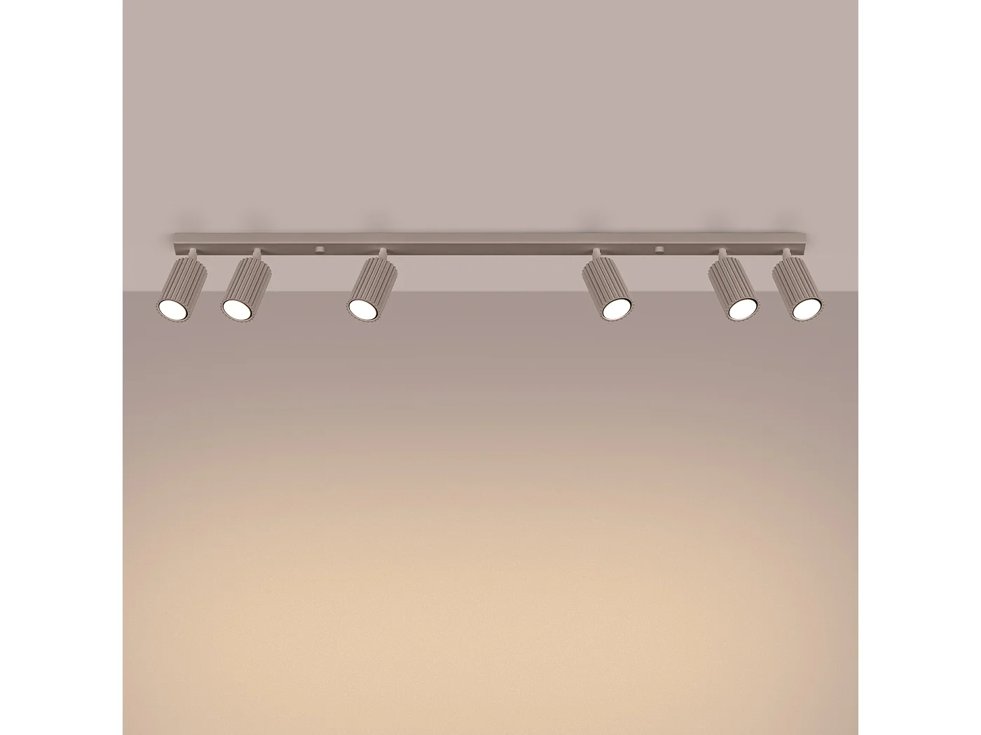 Plafonnier Karbon Minimaliste En Aluminium - 6 Sources Lumineuses - L.117 X H.16,5 Cm - Taupe