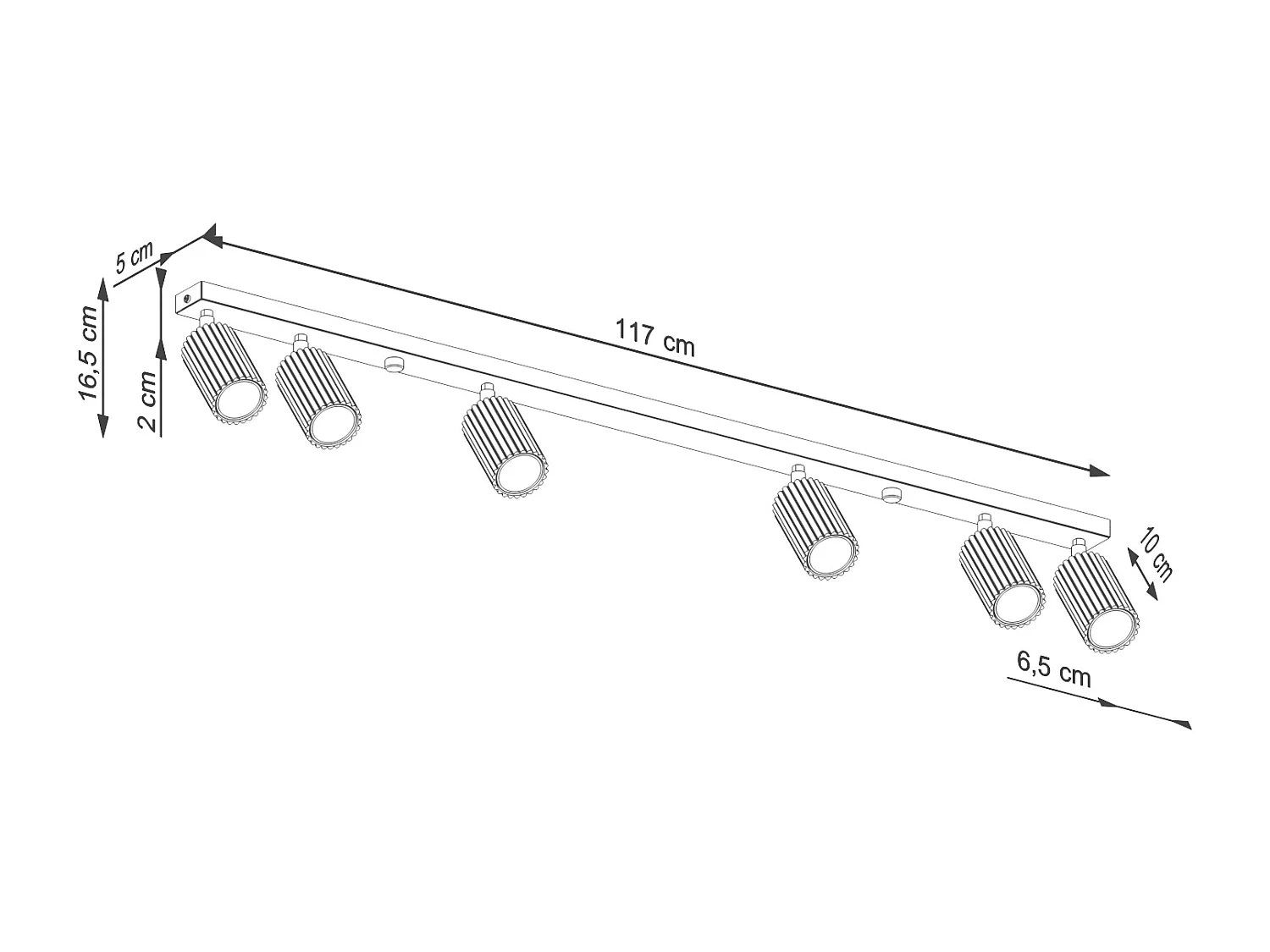 Plafonnier Karbon Minimaliste En Aluminium - 6 Sources Lumineuses - L.117 X H.16,5 Cm - Taupe