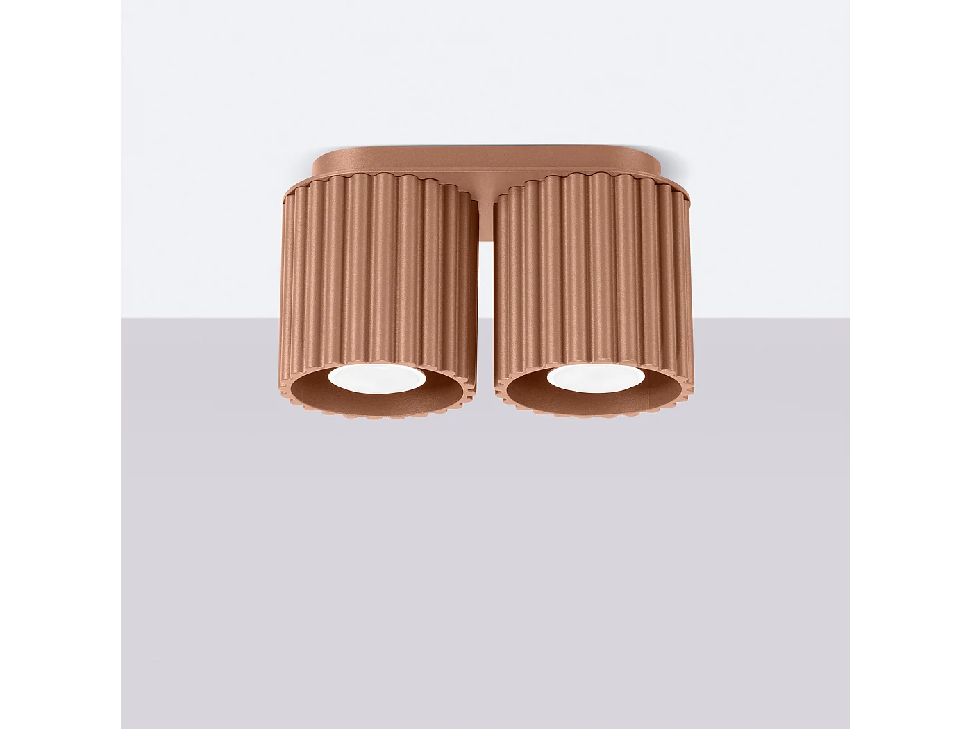 Plafonnier Aura Minimaliste En Aluminium - 2 Sources Lumineuses - L.21 X H.12 Cm - Moka