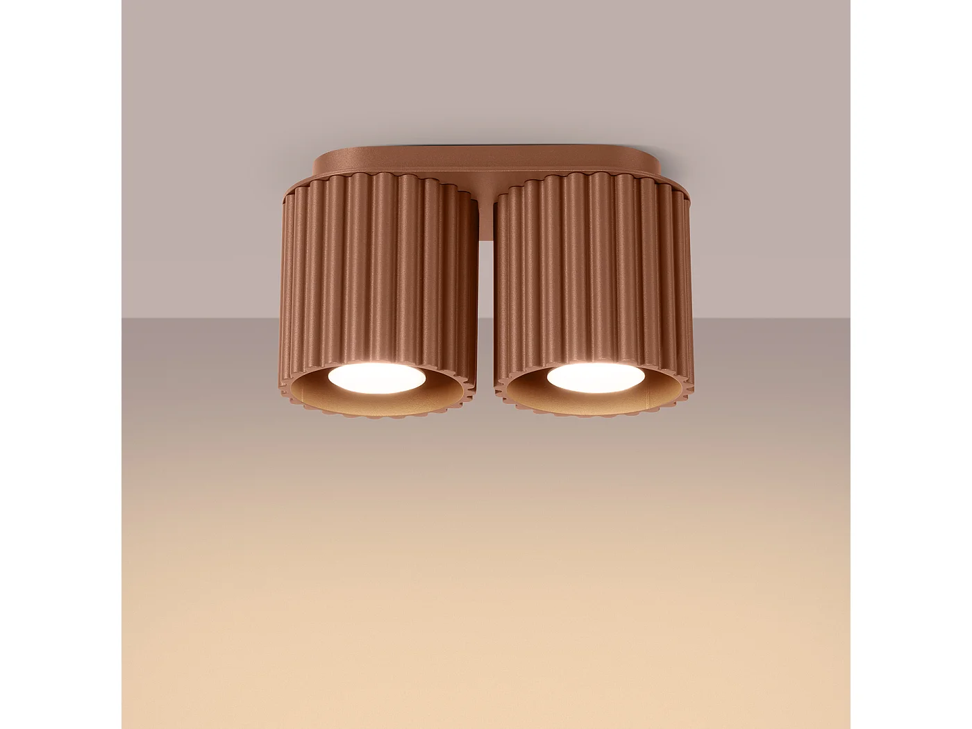 Plafonnier Aura Minimaliste En Aluminium - 2 Sources Lumineuses - L.21 X H.12 Cm - Moka