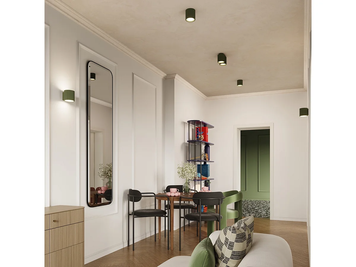 Deckenleuchte Aura Minimalistisch Aus  Aluminium - 1 Lichtquellen - L.10 X H. Cm - Olivgrün