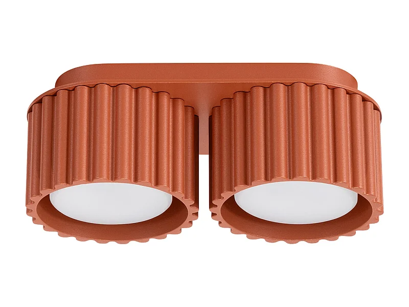 Plafonnier Aura Minimaliste En Aluminium - 2 Sources Lumineuses - L.21 X H.12 Cm - Ocre Rouge